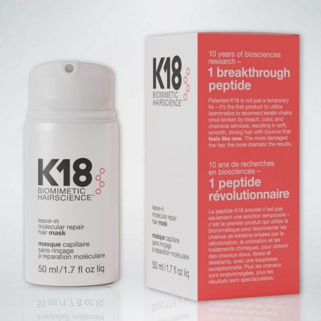 K18 מסכה ללא שטיפה לתיקון ושיקום מולקולרי של השיער 50 מ
